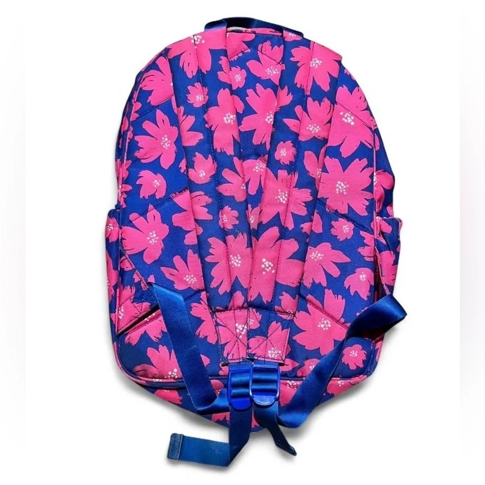 Vera Bradley Women’s Small Backpack - Pink and Navy Floral All Working Zippers